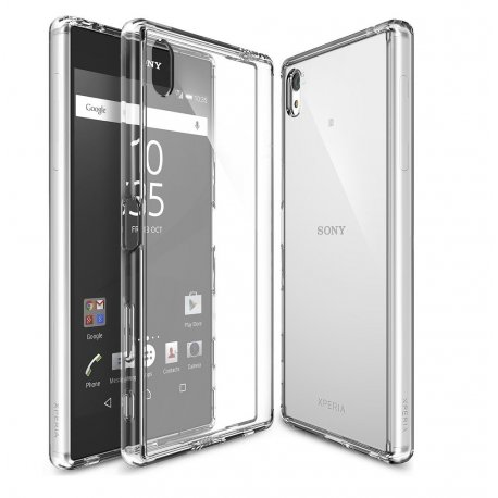 Funda Sony Xperia XA Gel Transparente con bordes Plateado