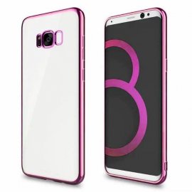 Funda Gel Galaxy S8 Plus con bordes Cromados Rosa