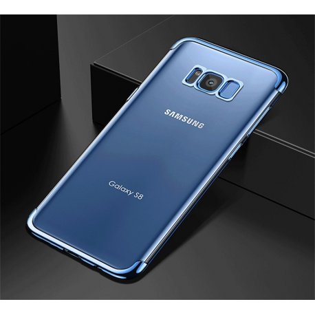 Funda Gel Galaxy S8 Plus con Esquinas Cromados Azul