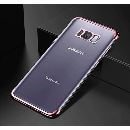 Funda Gel Galaxy S8 Plus con Esquinas Cromados Rosada