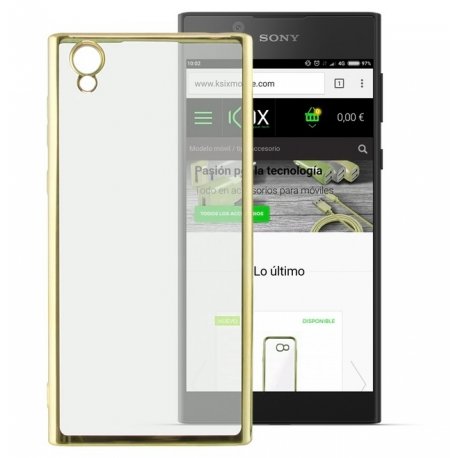 Funda Gel Sony Xperia L1 con bordes Cromados Dorada