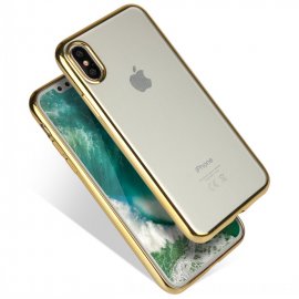 Funda Flexible Iphone X Gel con bordes Cromados Dorada