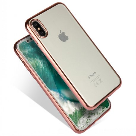 Funda Flexible Iphone X Gel con bordes Cromados Rosa