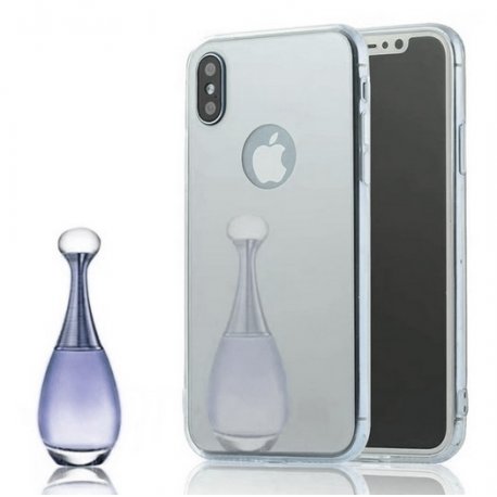 Funda Gel Iphone X Espejo Plateada