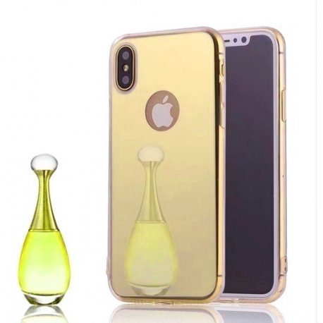 Funda Gel Iphone X Espejo Dorada