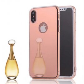 Funda Gel Iphone X Espejo Oro Rosa
