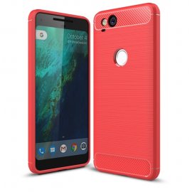 Funda Google Pixel 2 Gel Hybrida Cepillada Roja