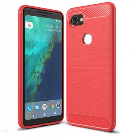 Funda Google Pixel 2 XL Gel Hybrida Cepillada Roja
