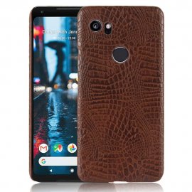 Carcasa Google Pixel 2 XL Cuero Estilo Croco Marron