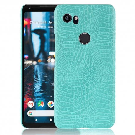 Carcasa Google Pixel 2 XL Cuero Estilo Croco Turquesa
