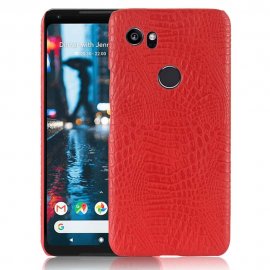 Carcasa Google Pixel 2 XL Cuero Estilo Croco Roja