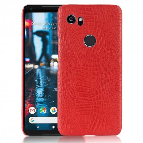 Carcasa Google Pixel 2 XL Cuero Estilo Croco Roja