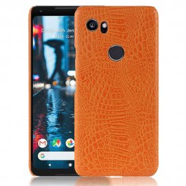 Carcasa Google Pixel 2 XL Cuero Estilo Croco Naranja