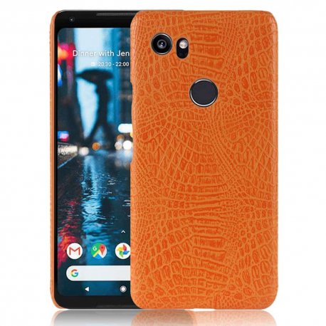 Carcasa Google Pixel 2 XL Cuero Estilo Croco Naranja