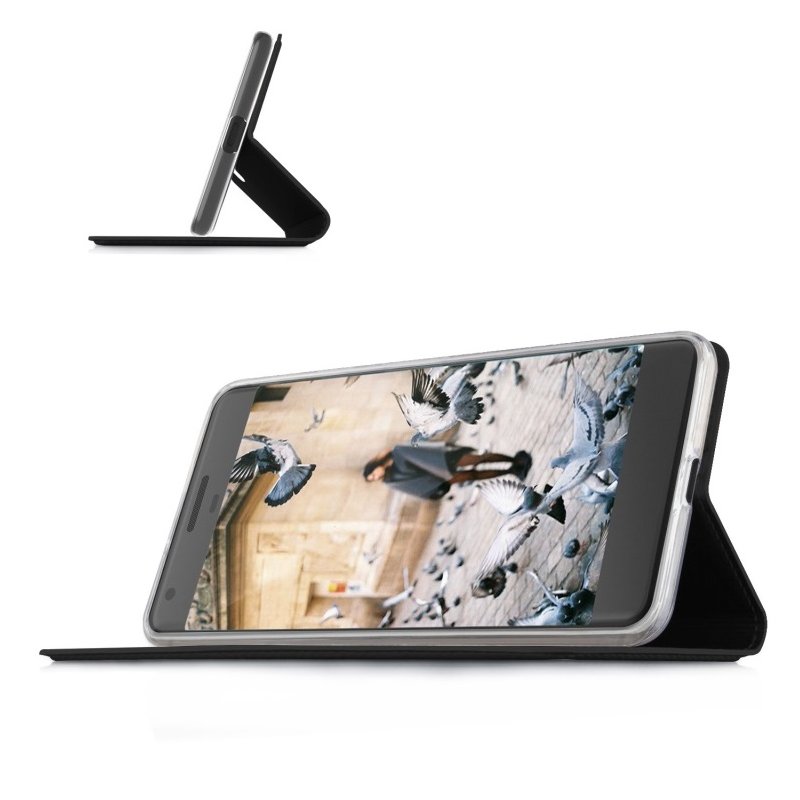 funda libro cuero negra google pixel 2 xl soporte