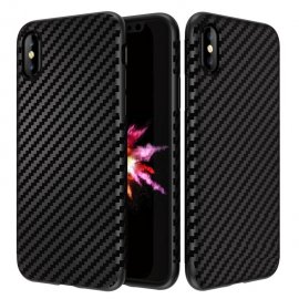 Funda FIbra Carbono Iphone X Flexible Negra