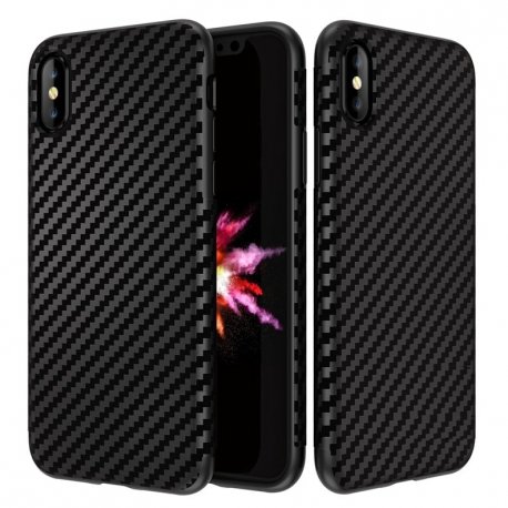 Funda FIbra Carbono Iphone X Flexible Negra