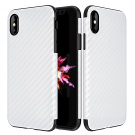 Funda FIbra Carbono Iphone X Flexible Blanca