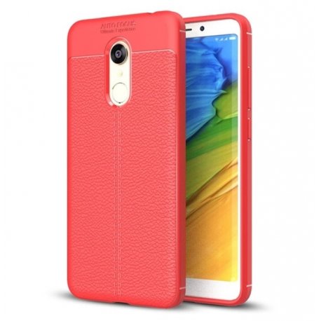 Funda Xiaomi Redmi 5 Plus Tpu Cuero 3D Roja