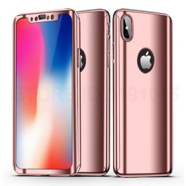 Funda Iphone X Aluminio 360 Completa Oro Rosa