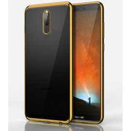 Funda Huawei Mate 10 Gel Lite Transparente con bordes Dorados