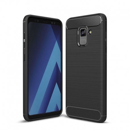 Funda Samsung Galaxy A8 2018 Gel Hybrida Cepillada Negra