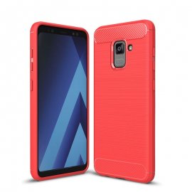 Funda Samsung Galaxy A8 2018 Gel Hybrida Cepillada Roja