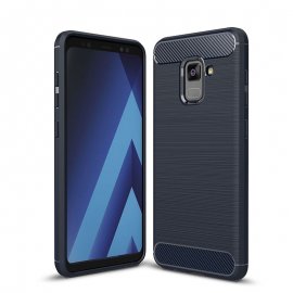 Funda Samsung Galaxy A8 2018 Gel Hybrida Cepillada Azul