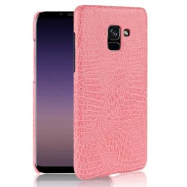 Carcasa Samsung Galaxy A8 2018 Cuero Estilo Croco Rosa