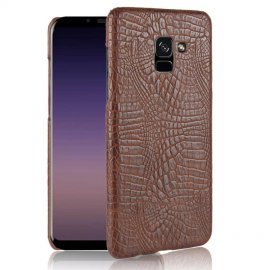 Carcasa Samsung Galaxy A8 2018 Cuero Estilo Croco Marron