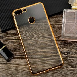 Funda Huawei P Smart Gel Transparente con bordes Dorados