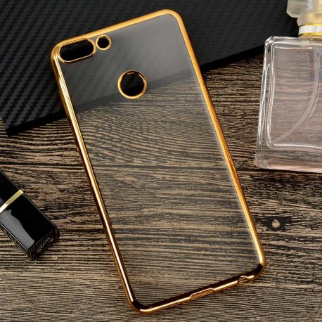 Funda Huawei P Smart Gel Transparente con bordes Dorados