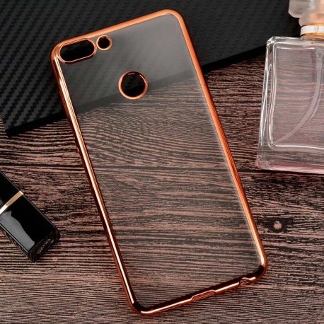 Funda Huawei P Smart Gel Transparente con bordes Oro Rosa