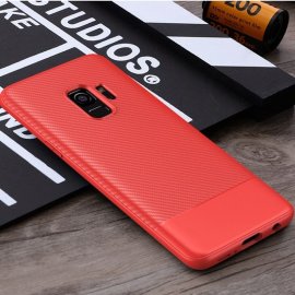 Funda Samsung Galaxy S9 TPU Fibra Carbono Rojo