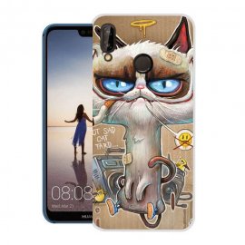 Funda Huawei P20 Lite Gel Dibujo Gato Feo