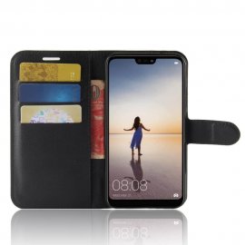 Funda cuero Flip Huawei P20 Lite Negra