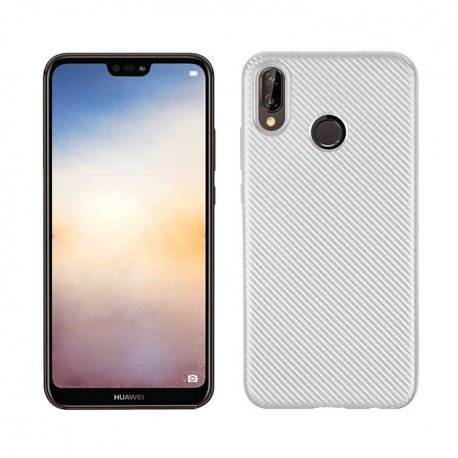 Funda Huawei P20 Lite TPU Fibra Carbono Blanca