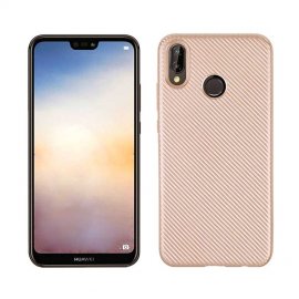 Funda Huawei P20 Lite TPU Fibra Carbono Dorada