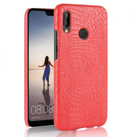 Carcasa Huawei P20 Lite Cuero Estilo Croco Roja