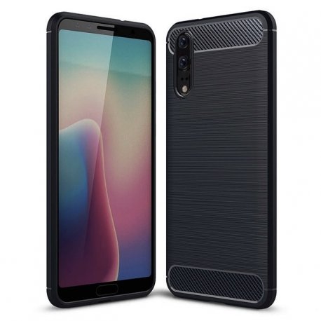 Funda Huawei P20 Gel Hybrida Cepillada Negra