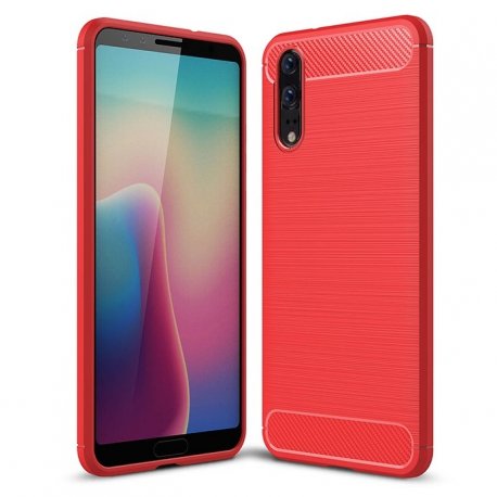 Funda Huawei P20 Gel Hybrida Cepillada Roja