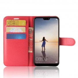Funda cuero Flip Huawei P20 Roja