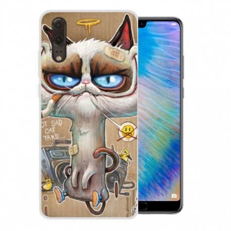 Funda Huawei P20 Gel Dibujo Gato Feo