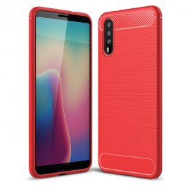 Funda Huawei P20 Pro Gel Hybrida Cepillada Roja