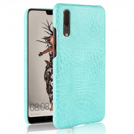 Carcasa Huawei P20 Cuero Estilo Croco Turquesa