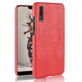 Carcasa Huawei P20 Cuero Estilo Croco Roja