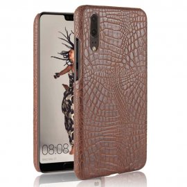 Carcasa Huawei P20 Cuero Estilo Croco Marron