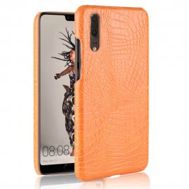 Carcasa Huawei P20 Cuero Estilo Croco Naranja