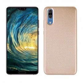 Funda Huawei P20 TPU Fibra Carbono Dorada