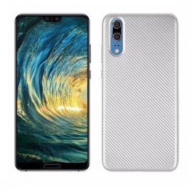 Funda Huawei P20 TPU Fibra Carbono Blanca